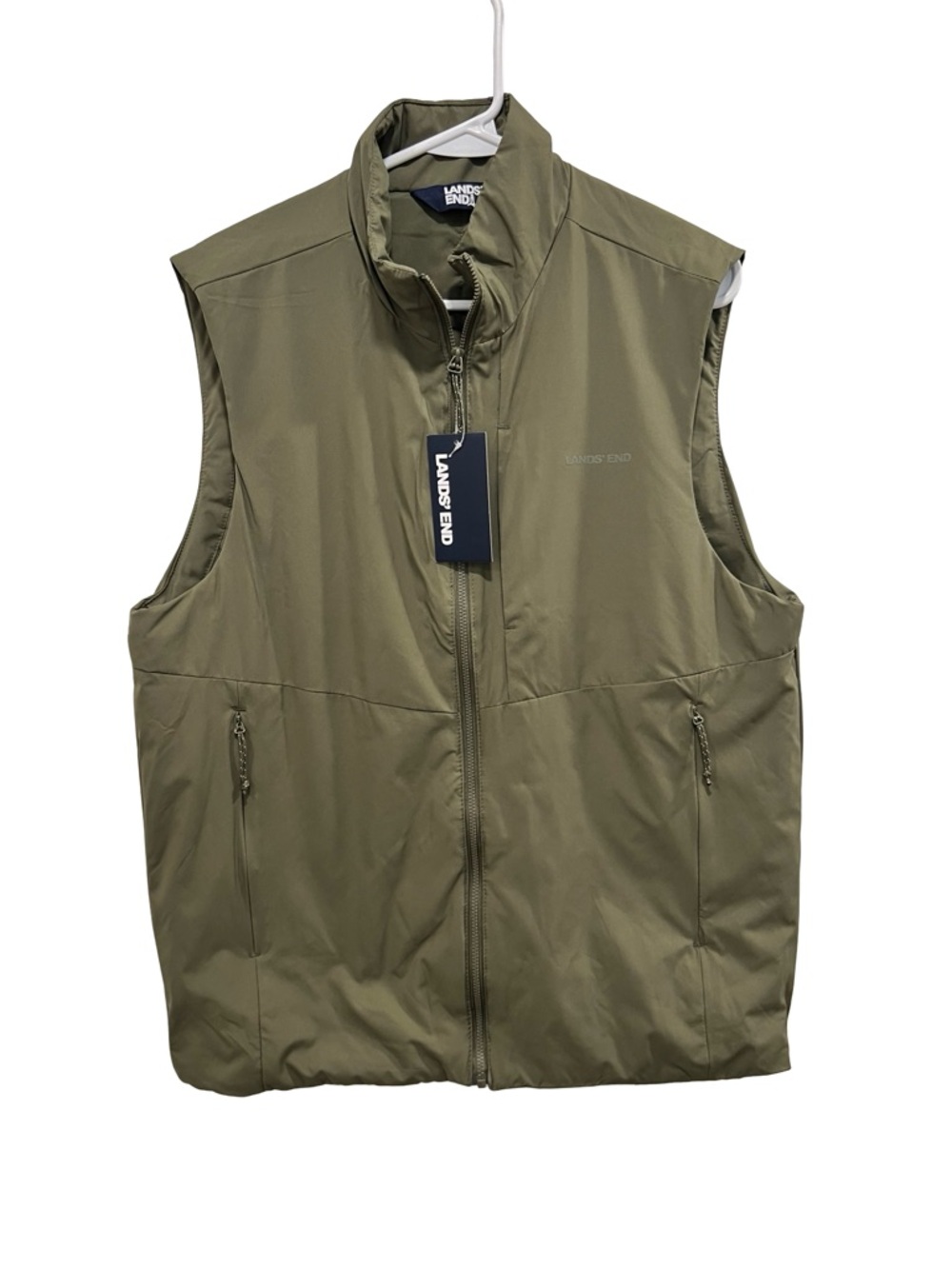 NWT Lands’ End Lightweight Vest Olive Green Full Zip Outdoor Men’s S